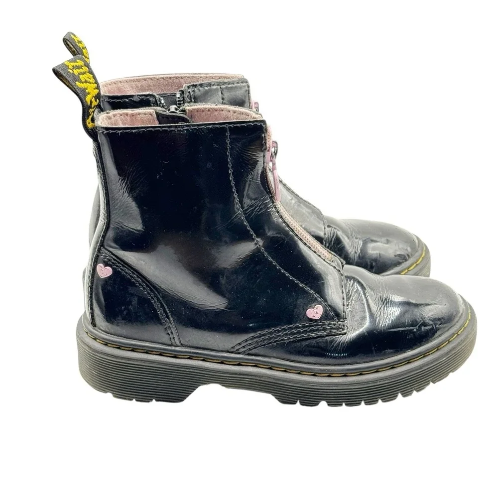 Dr Martens JUNIOR HEART Nappa Patent Leather Pull-on Boots Size 13